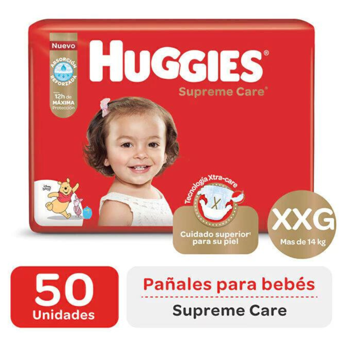 Imagen 1 de 2 de Pañales Huggies Supreme Care XXG x50 unidades