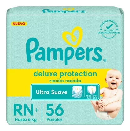 Imagen 1 de 1 de Pañales Pampers Deluxe Protection Rn+ x56 Unidades