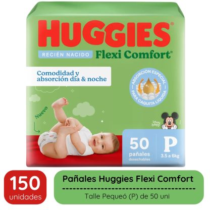 Imagen 3 de 6 de Combo 3 pack Huggies Flexi Comfort Talle P 150 Unidades Xtra Flex Pack Ahorro