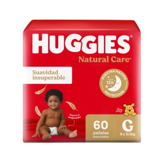 Pañal Huggies Natural Care talle G 60 uni