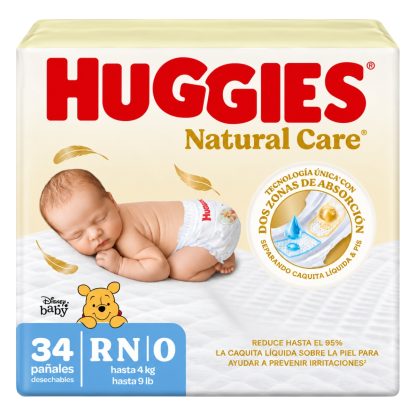 Imagen 1 de 8 de Pañales Huggies Natural Care RN (Recién Nacido) x 34 Unidades