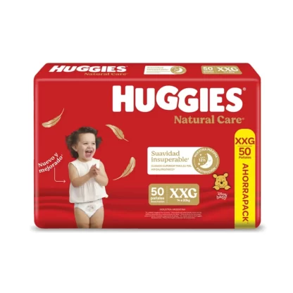 Imagen 1 de 7 de Pañales Huggies Natural Care XXG x50 unidades