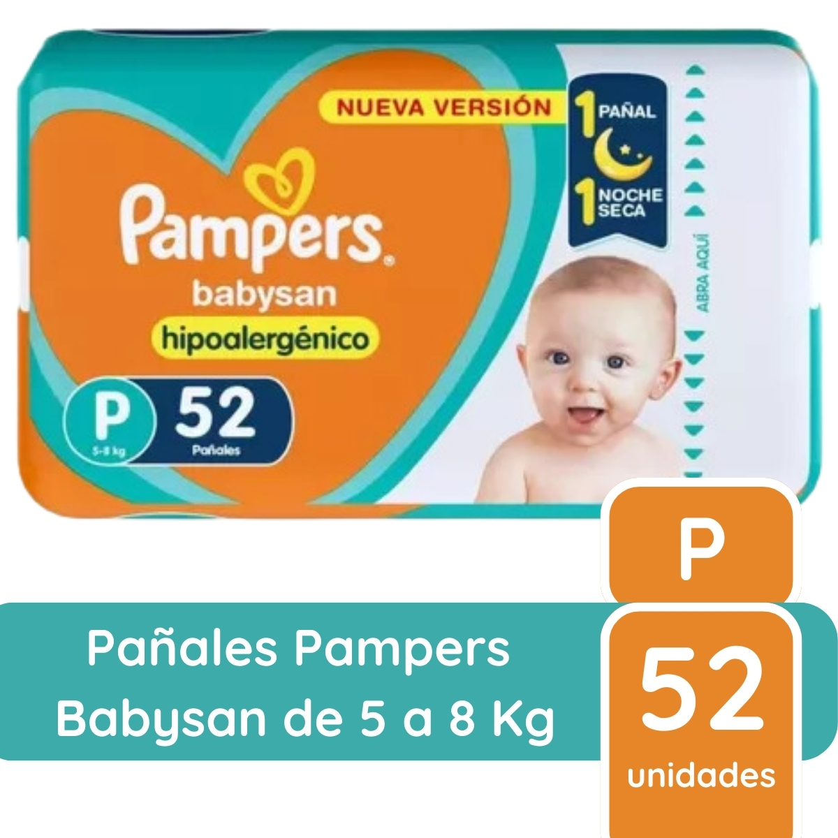 Imagen 1 de 9 de Pañales Pampers Babysan P (52 unidades)