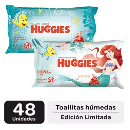 Imagen 3 de 3 de Combo Pañales Huggies Natural Care M x 68u + Toallitas húmedas La Sirenita 48u