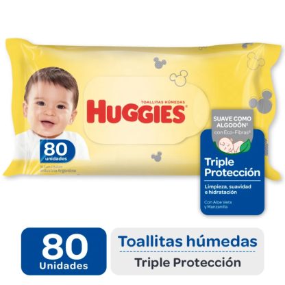 Imagen 4 de 4 de 68 Pañales Huggies Recien Nacido (RN) + Toallitas Húmedas Huggies Triple Protección x80u