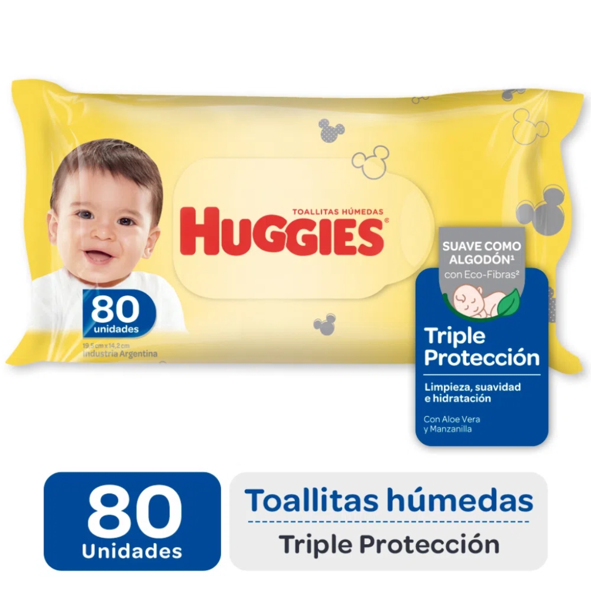 Imagen 4 de 4 de Pack X2 Pañales Huggies Talle P + Toallitas Humedas X80u