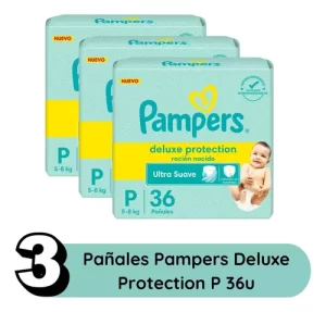 Miniatura 2 de 3 de Combo x3 Pañales Pampers Deluxe Protection P x 36u