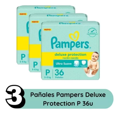 Imagen 2 de 3 de Combo x3 Pañales Pampers Deluxe Protection P x 36u