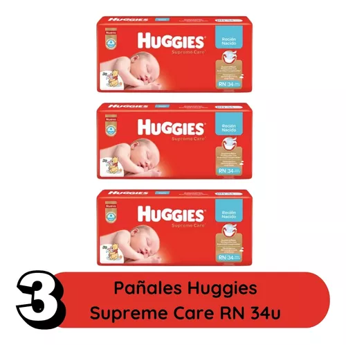 Imagen 2 de 3 de 102 Pañales Huggies Supreme Care Recién Nacido (RN) Paquete Rojo