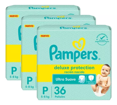 Combo 108 Pañales Pampers Deluxe Protection Talle Pequeño (P)