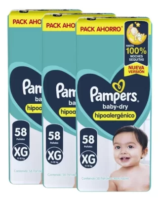 Imagen 1 de 3 Pack De Pañales Pampers Babydry Hipoalergenicos M G Xg Xxg