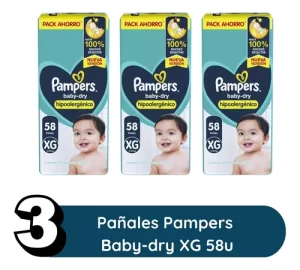 Miniatura 2 de 7 de Combo 3 Pack Pañales Pampers Babydry Hipoalergenicos