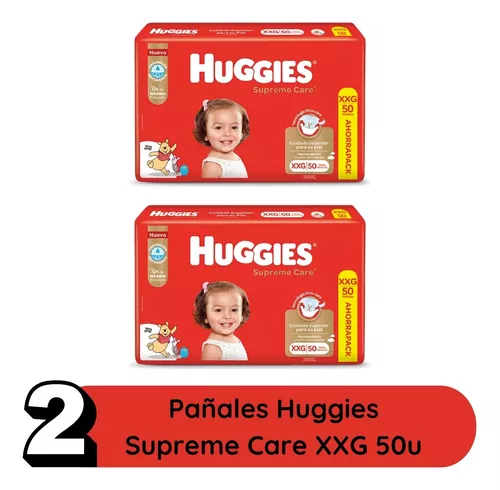 Imagen 2 de 4 de 100 Pañales Huggies Supreme Care Talle XXG + Toallitas Humedas x80u