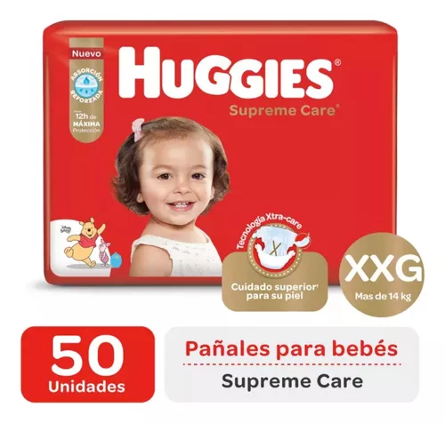Imagen 3 de 4 de 100 Pañales Huggies Supreme Care Talle XXG + Toallitas Humedas x80u