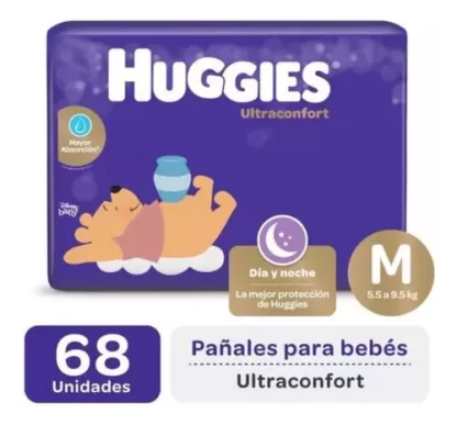 Imagen 2 de 2 de Pañales Huggies Ultraconfort M x 68 unidades