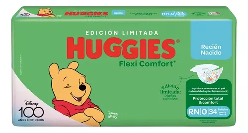 Imagen 3 de 4 de Combo 3 pack Huggies Flexi Comfort Recien Nacido Rn 102 unidades Xtra Flex