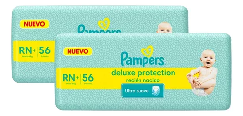 Combo 2 Pañales Pampers Deluxe Protection Recien Nacido Rn 112 unidades