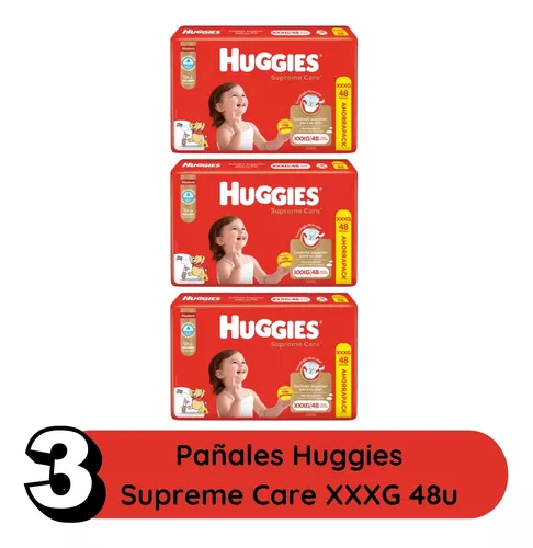 Imagen 2 de 4 de 3 Pack Pañales Huggies Supreme Care Grande Xxxg 144 unidades Rojo