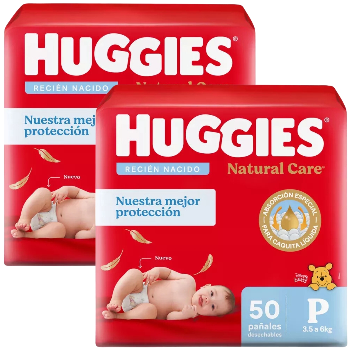 Imagen 3 de 4 de Pack X2 Pañales Huggies Talle P + Toallitas Humedas X80u