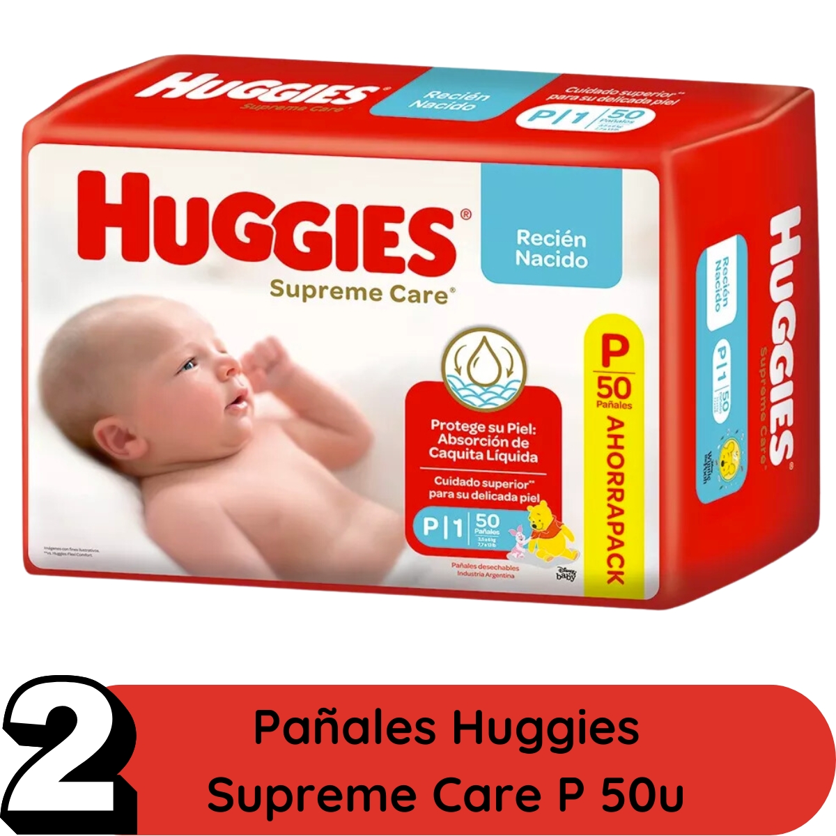 Imagen 2 de 3 de Set 2 Pañales Huggies Pequeño Talle P Toallitas Humedas X48u