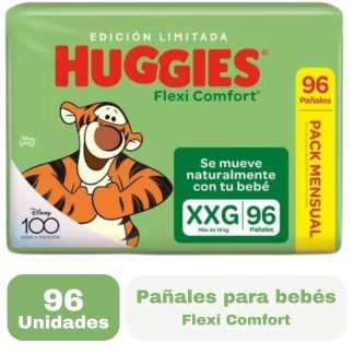 Pañales Huggies Flexi Comfort Pack Mensual Extra Flex XXG x 96 unidades