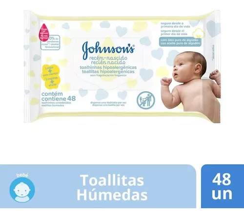 Imagen 2 de 5 de Toallitas Húmedas Johnson's Bebe Recién Nacido Sin Fragancia x 48 unidades