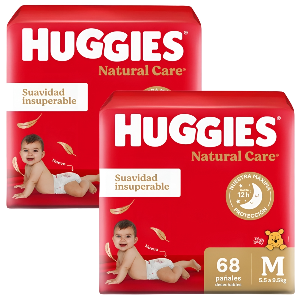 Imagen 1 de 2 de Combo 2 Pack Pañales Huggies Natural Care Rojos