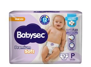 Miniatura 1 de 1 de Pañales Babysec Premium Soft Talle Pequeño (P) X 12 un Hasta 6 kilos