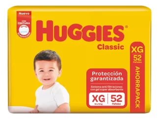 Pañales HUGGIES Classic XG 52u (7794626013805) amarillo