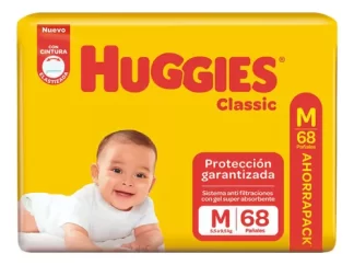 Imagen 1 de Huggies Classic pañales triple proteccion M 68 unidades