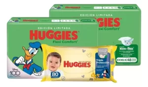 Imagen destacada de 2 Pañales Huggies Flexi Verde + Toallitas Triple Proteccion