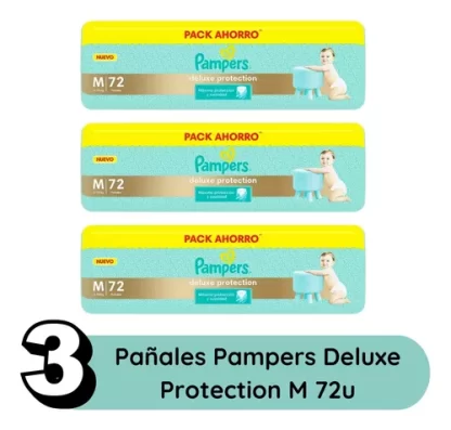 Imagen 2 de 3 de Combo 3 Pack Pañales Pampers Deluxe Protection