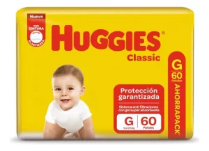 Miniatura 1 de 1 de Pañales Huggies Classic  G x 60 unidades (Amarillo)