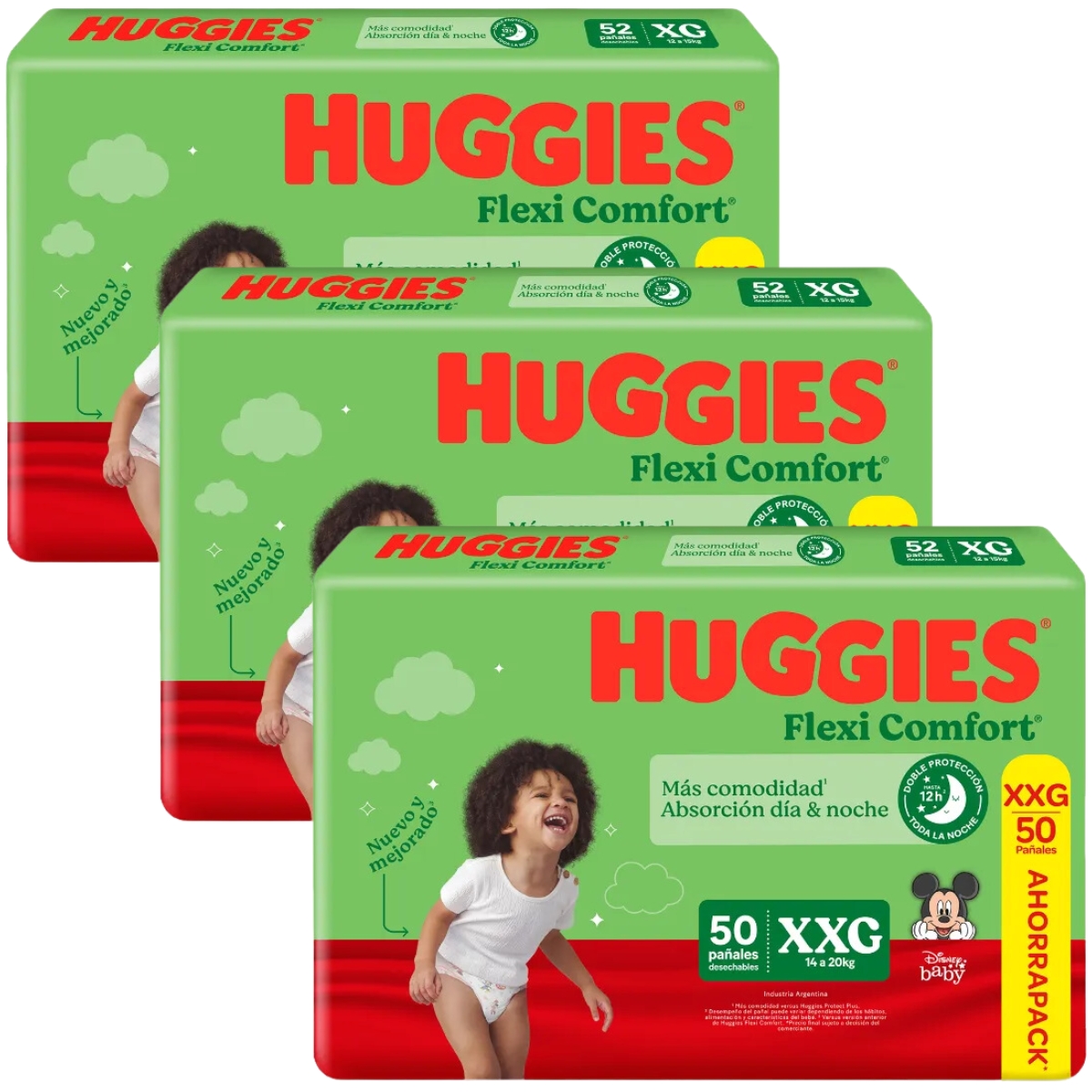 Imagen 1 de 5 de Combo 3 Pañales Huggies Flexi Comfort Xtra-flex