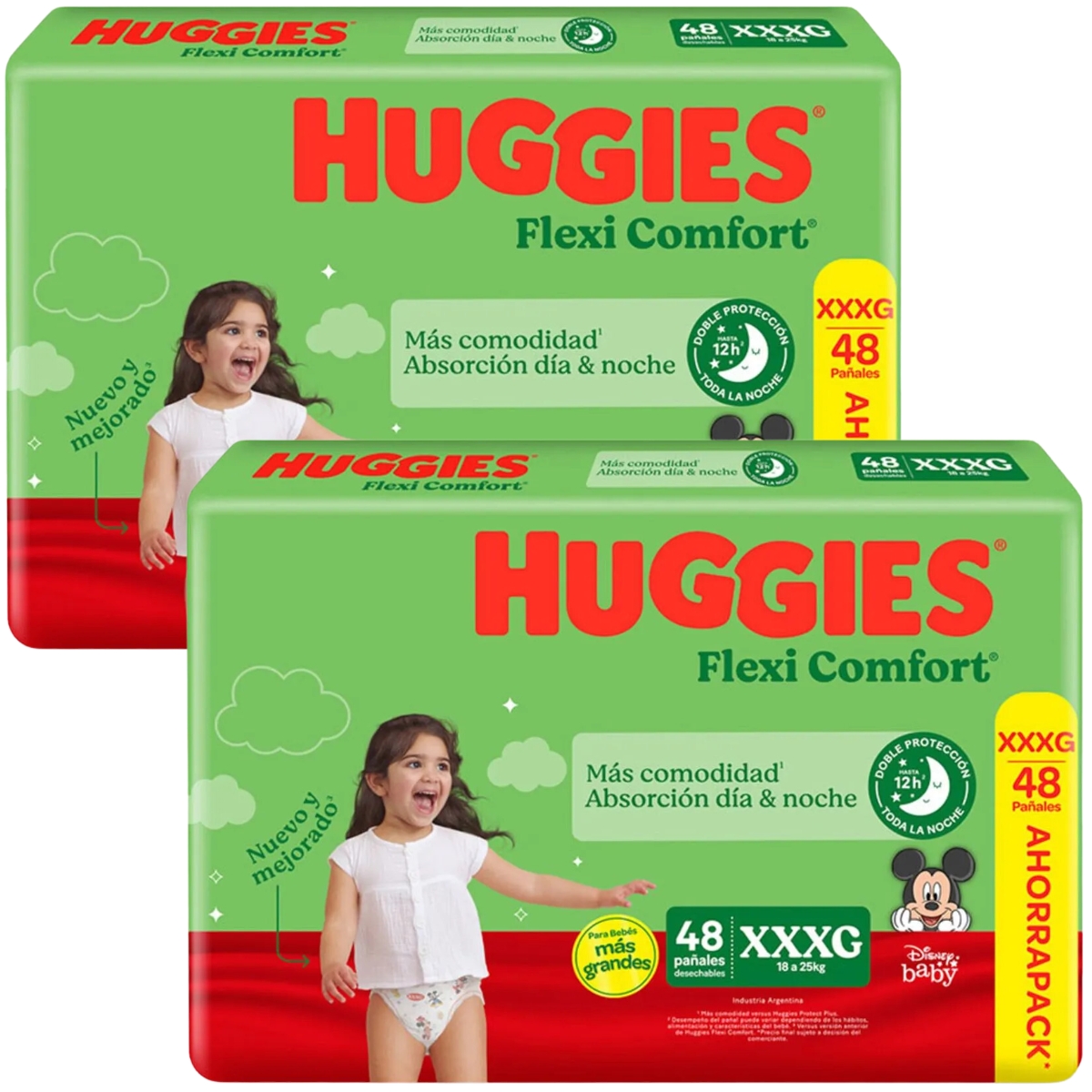 Imagen 1 de 4 de Combo 2 Pañales Huggies Flexi Comfort  Xtra-flex