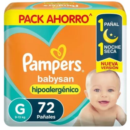 Imagen 1 de 12 de Pañales Pampers Babysan G x72 Unidades