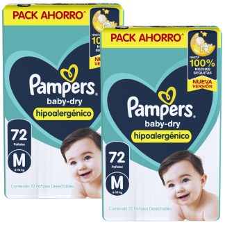 SET 2 PACK PAMPERS BABYDRY TALLE M 72 UNIDADES