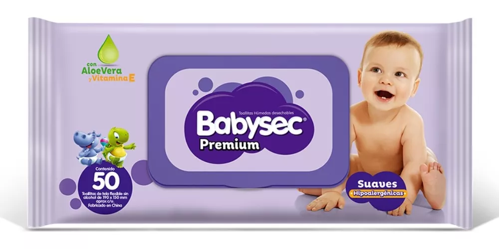 Toallitas Húmedas Babysec Bebe Premium x 50 unidades