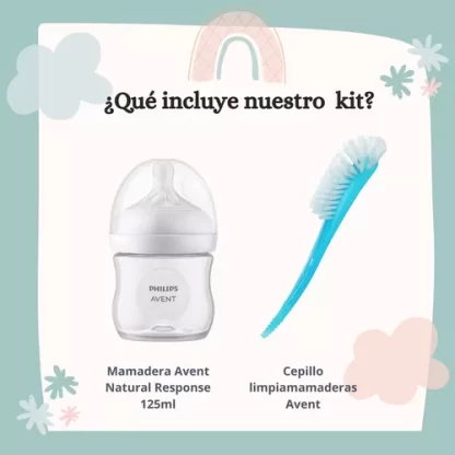 Imagen 2 de 6 de Mamadera Avent Natural Response 125ml Sin Bpa Recien Nacido + Cepillo