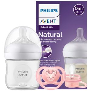 Mamadera Avent Natural Response 125ml + 1 Chupete Ultra Air Animals