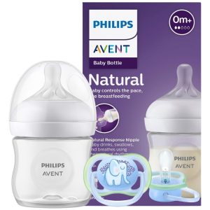 Mamadera Avent Natural Response 125ml + 1 Chupete Ultra Air Animals