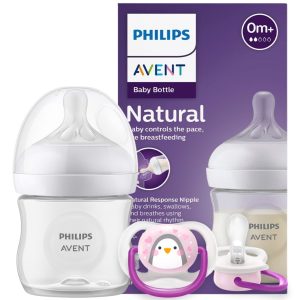 Mamadera Avent Natural Response 125ml + 1 Chupete Ultra Air Animals