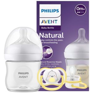 Mamadera Avent Natural Response 125ml + 1 Chupete Ultra Air Animals