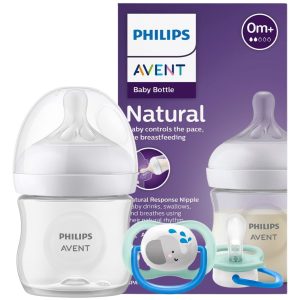 Mamadera Avent Natural Response 125ml + 1 Chupete Ultra Air Animals