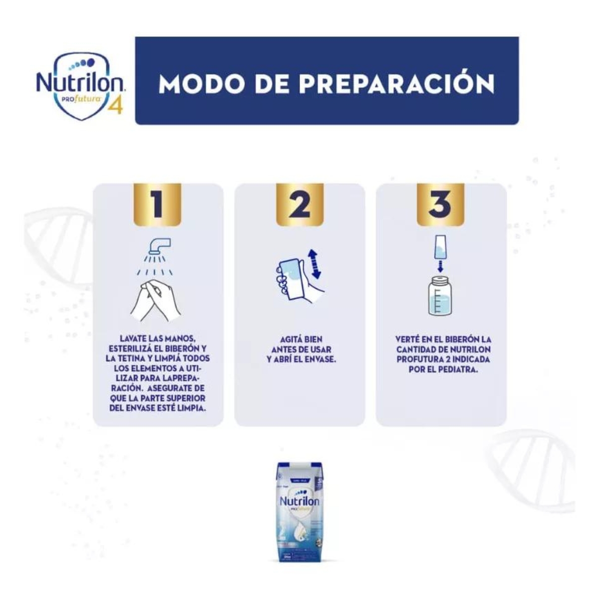 Imagen 2 de 3 de Leche de fórmula líquida Nutrilon Profutura 2 (6 a 12 meses) - Brick de 200 ml