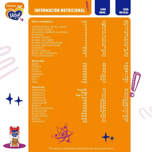 Imagen 2 de 5 de Leche de fórmula líquida Vital 3 - Brick 1 litro