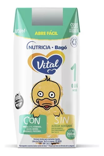 Imagen 5 de 7 de Leche de fórmula líquida Vital 1 (0 a 6 meses) x 24 bricks de 200 ml