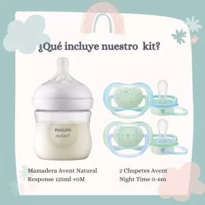 Miniatura 2 de 7 de Set Mamadera Avent 125ml Natural + Chupete Night Time 0-6 Meses x2
