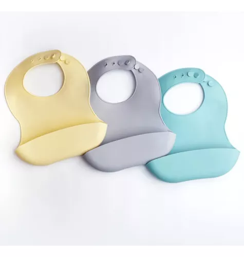 Imagen 3 de 3 de Babero Bebe Silicona Textura Suave Con Bolsillo Impermeable