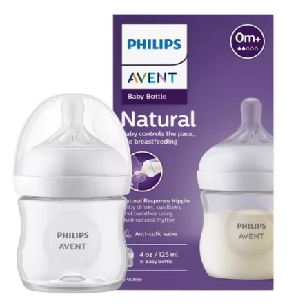 Imagen 3 de 7 de Set Mamadera Avent 125ml Natural + Chupete Night Time 0-6 Meses x2